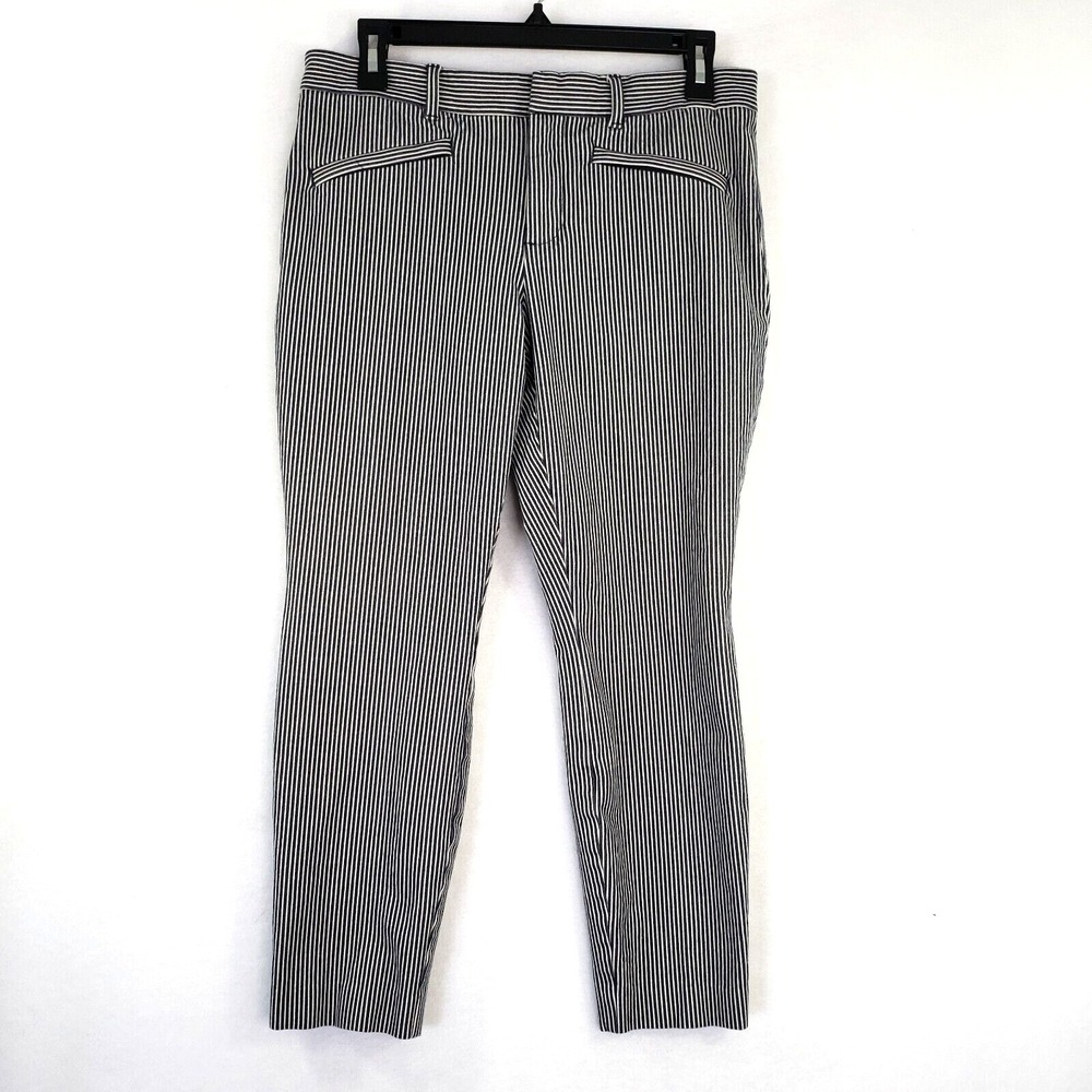 GAP Black and White Striped Ankle Pants